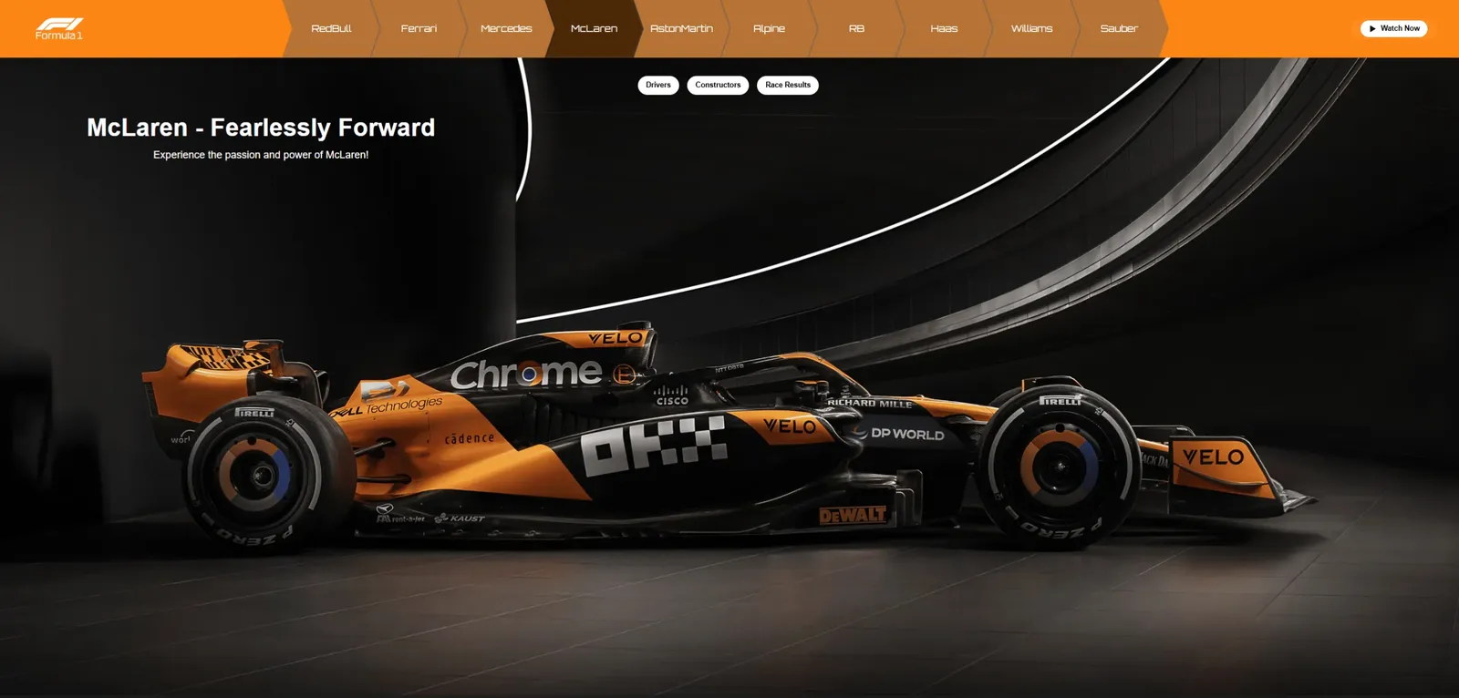 Screenshot of the F1 Stream project